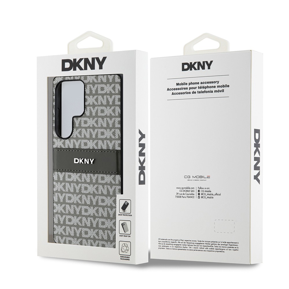 Galaxy S25 Ultra Kılıf DKNY Orjinal Lisanslı Kartlıklı 3D Yazılı Repeat Texture Pattern Kapak