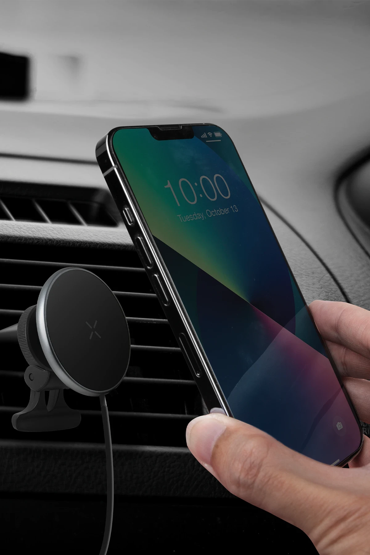 Energea MagDrive 2in1 Izgara Klipsli ve Vantuzlu 15W Kablosuz Şarjlı Manyetik Magsafe Araç Tutucu