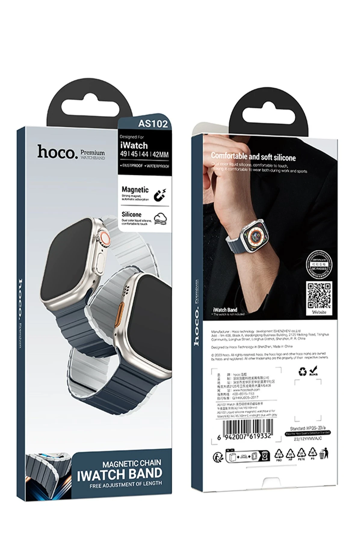 Hoco. Watch 42mm AS102 Silikon Kordon - Lacivert-Gri