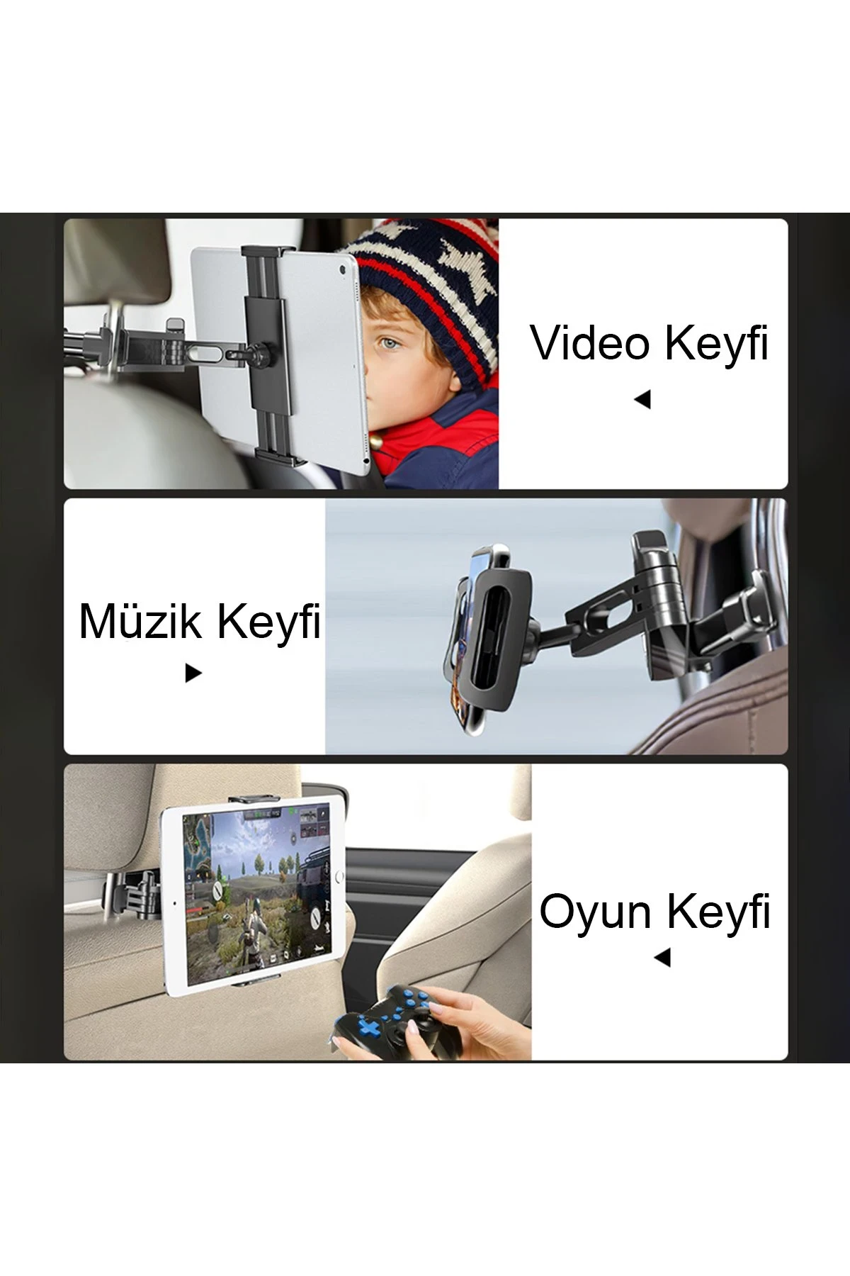Yesido C117 360 Derece Ayarlanabilir Klipsli Koltuk Arkası Telefon Tablet Tutucu