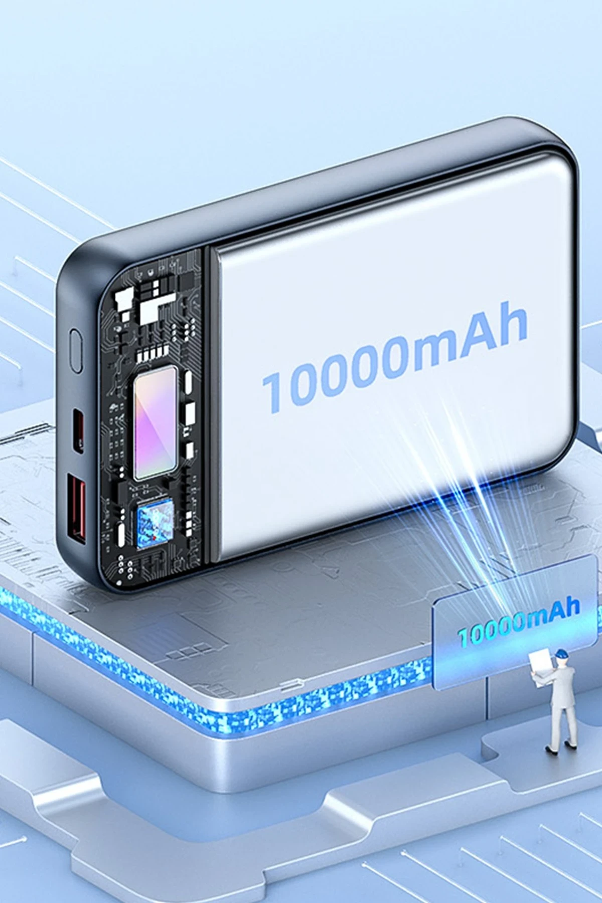 Yesido YP49 10.000 mAh Dijital Göstergeli 22.5W USB 3.0 / 20W Type-C Çıkışlı ve 15W Kablosuz Şarjlı PD Hızlı Şarj Magsafe Powerbank