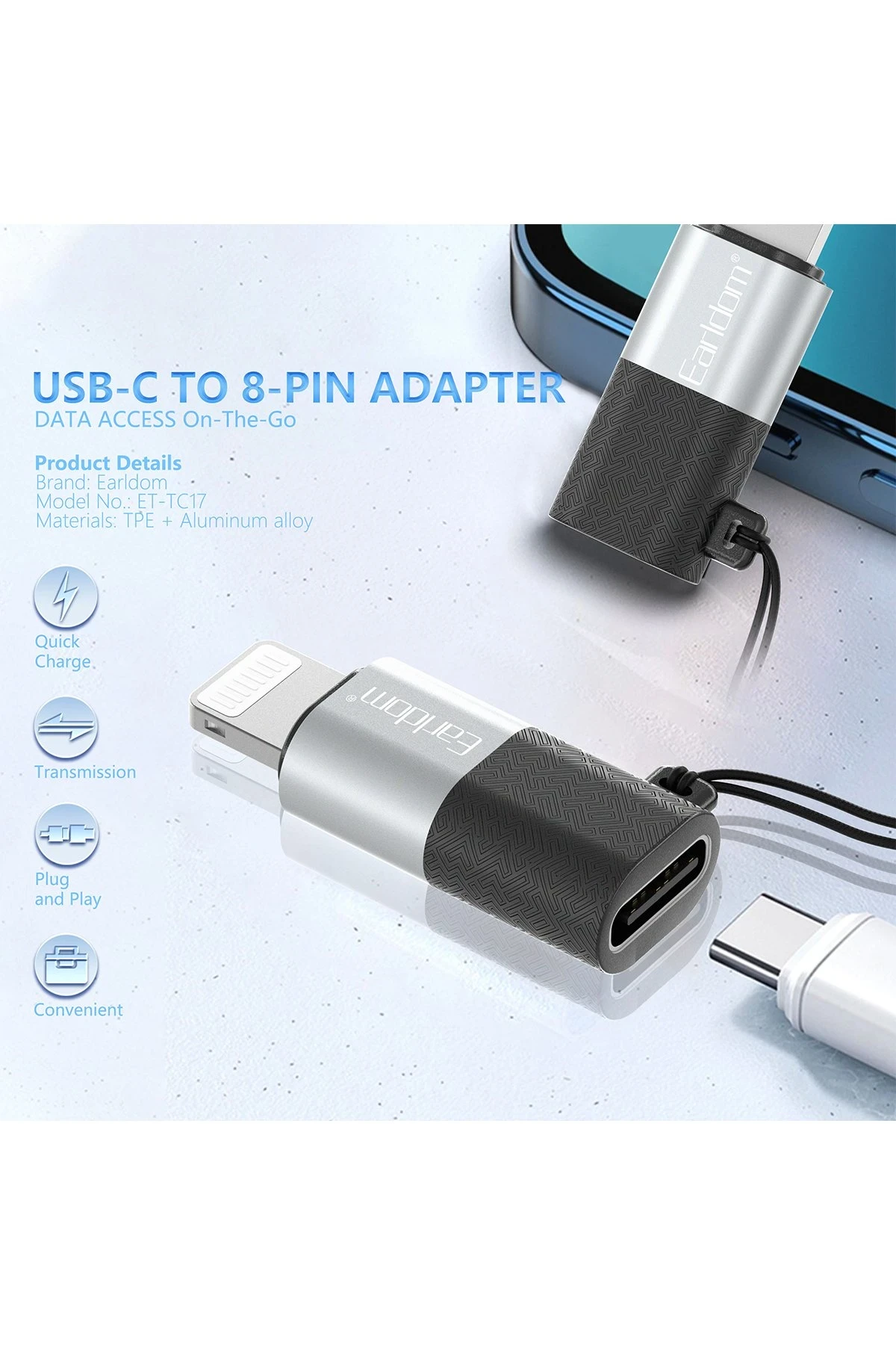 Earldom TC17 Tak Çalıştır Lightning to Type-C Dönüştürücü