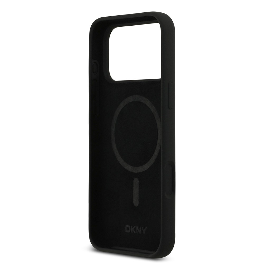 Apple iPhone 17 Pro Max Kılıf DKNY Orjinal Lisanslı M-safe Şarj Özellikli Metal Logolu Silikon Kapak