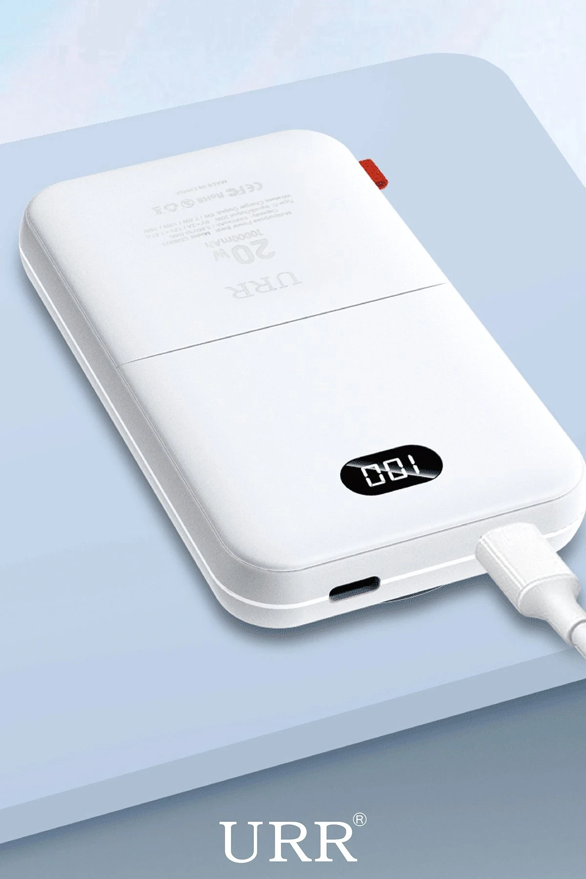 URR Multipurpose 20W 10.000 mAh Dijital Şarj Göstergeli Telefon ve Saat İçin Kablosuz Şarj Magsafe Powerbank