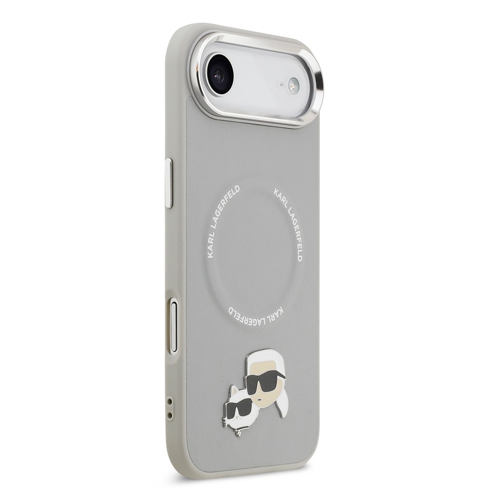Apple iPhone 17 Air Kılıf Karl Lagerfeld Orjinal Lisanslı M-safe Şarj Özellikli Metal Kamera ve Buton Tasarımlı K&C PU Deri Kapak