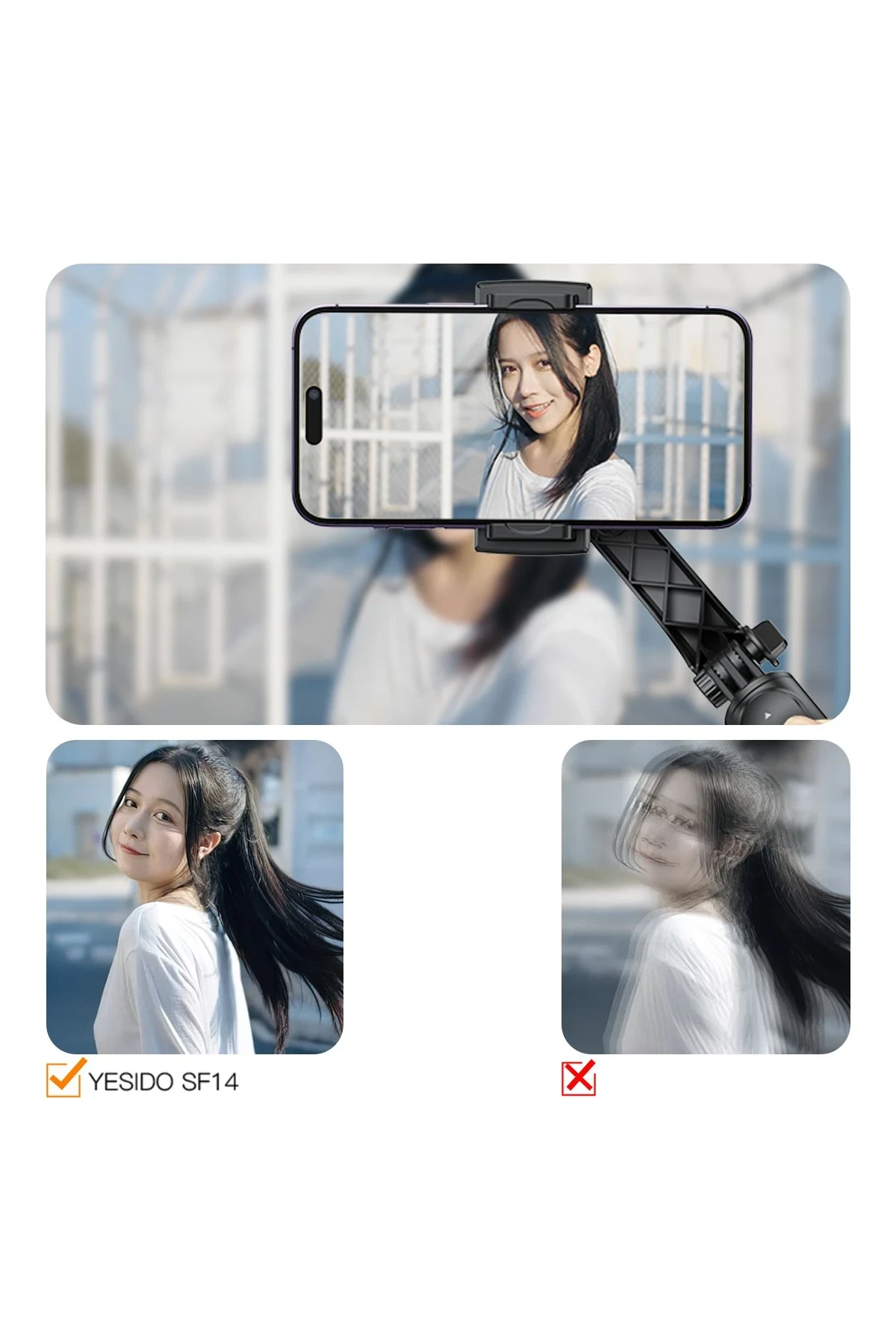 Yesido SF14 360 Derece Bluetooth 5.0 Kontrollü 75cm Selfie Gimbal