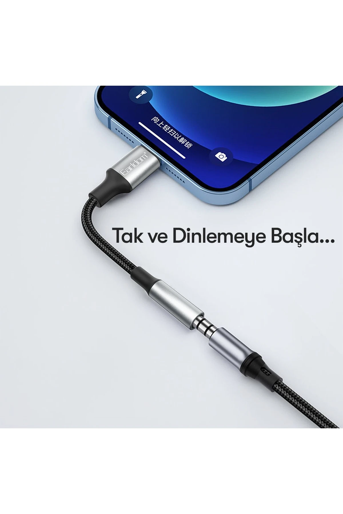 Earldom OT76 Tak Çalıştır 12cm Lightning to Aux Dönüştürücü