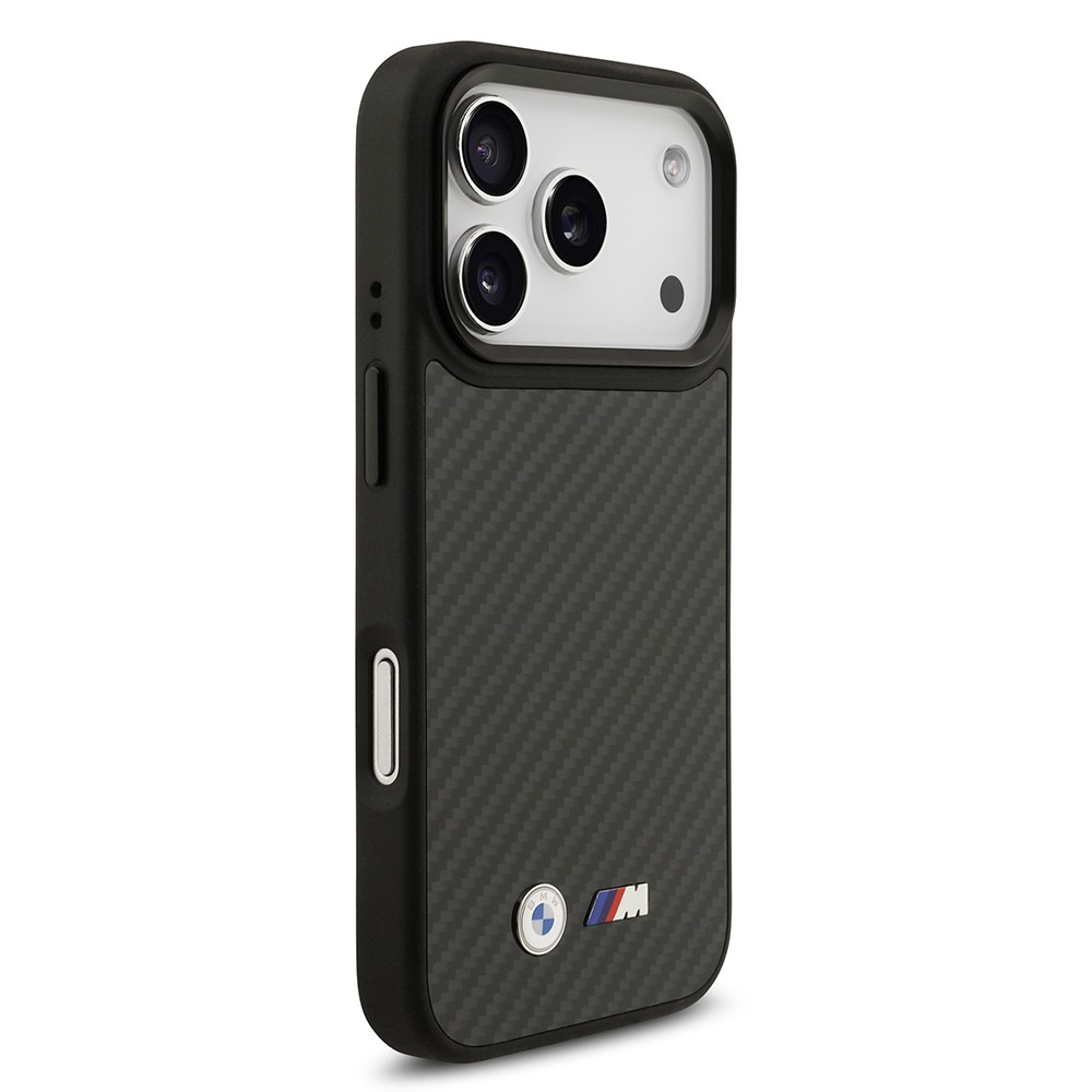 Apple iPhone 17 Pro Kılıf BMW Orjinal Lisanslı M-safe Şarj Özellikli Karbon Fiber Metal Logolu Kapak