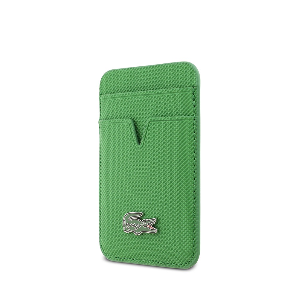 Apple iPhone 17 Pro Max Kılıf Lacoste Orjinal Lisanslı M-safe Şarj Özellikli PU Pike Desenli Metal Logolu Kartlıklı Kapak
