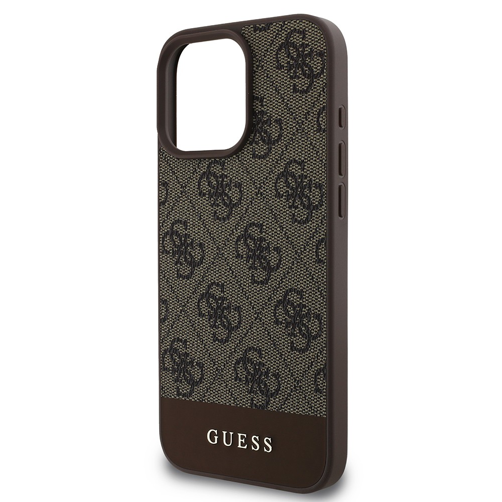 Apple iPhone 16 Pro Kılıf Guess Orjinal Lisanslı PU Deri Şerit Logo Dizaynlı Kapak
