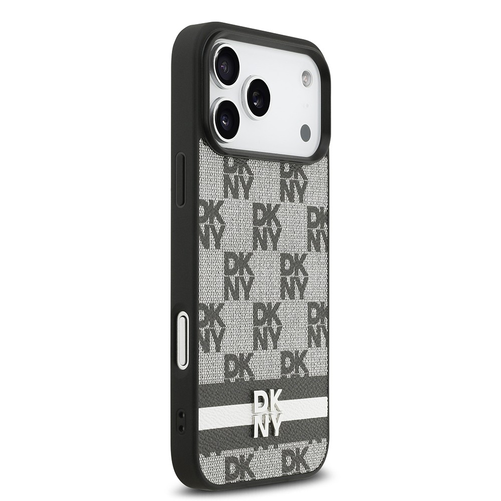 Apple iPhone 17 Pro Max Kılıf DKNY Orjinal Lisanslı M-safe Şarj Özellikli 3D Yazılı Metal Logolu Kapak