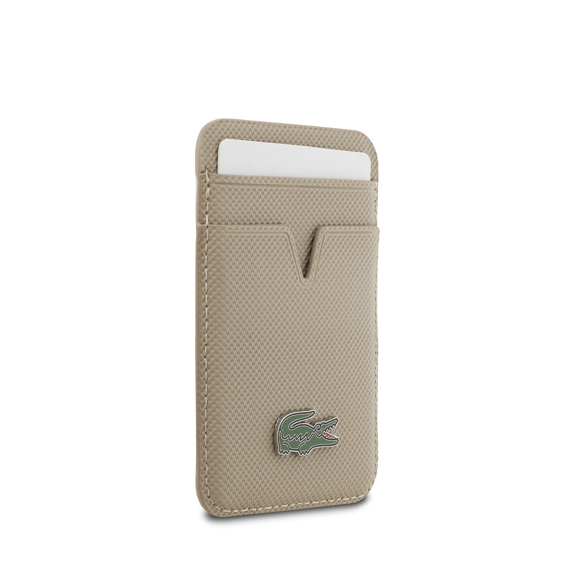 Apple iPhone 17 Air Kılıf Lacoste Orjinal Lisanslı M-safe Şarj Özellikli PU Pike Desenli Metal Logolu Kartlıklı Kapak