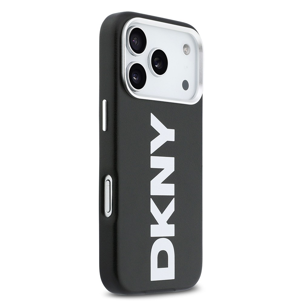Apple iPhone 17 Pro Kılıf DKNY Orjinal Lisanslı M-safe Şarj Özellikli PU Büyük Dikey Logolu Kapak