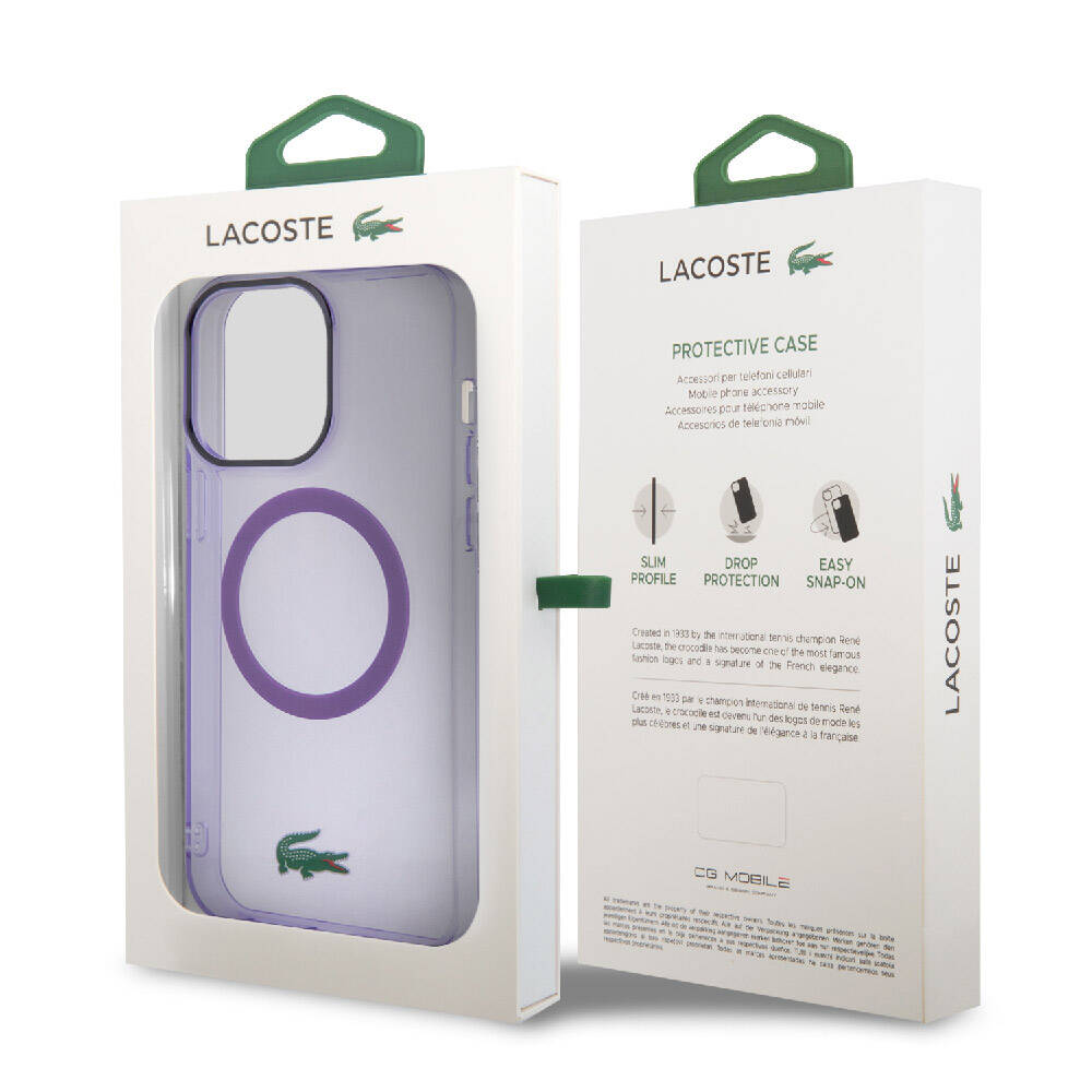 Apple iPhone 15 Pro Kılıf Lacoste Orjinal Lisanslı M-safe Şarj Özellikli İkonik Timsah Logolu Hard Parme Kapak