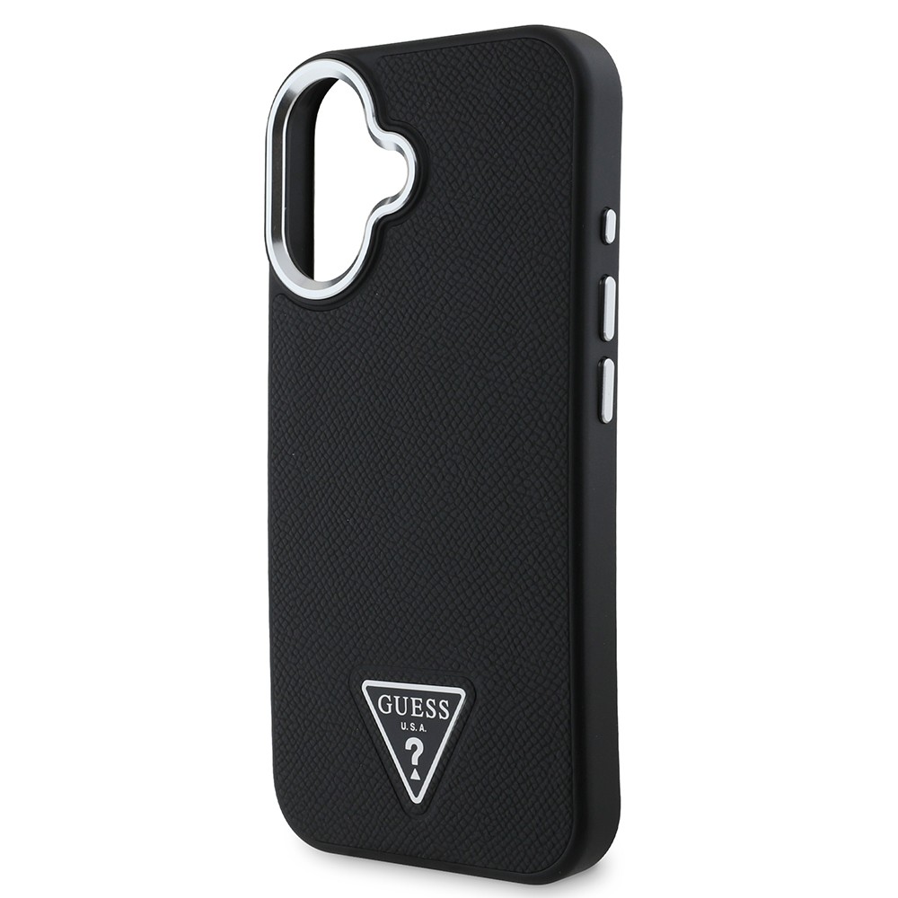Apple iPhone 16 Plus Kılıf Guess Orjinal Lisanslı M-safe Şarj Özellikli Grained Triangle Kapak