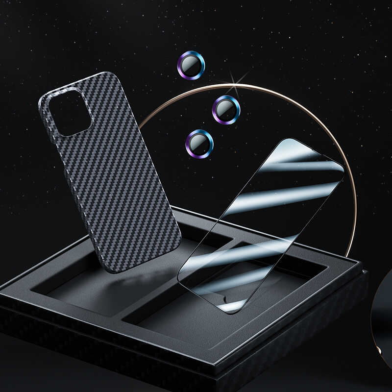Apple iPhone 13 Pro Max Kılıf Benks Aramid Karbon M-safe 3 in 1 Set