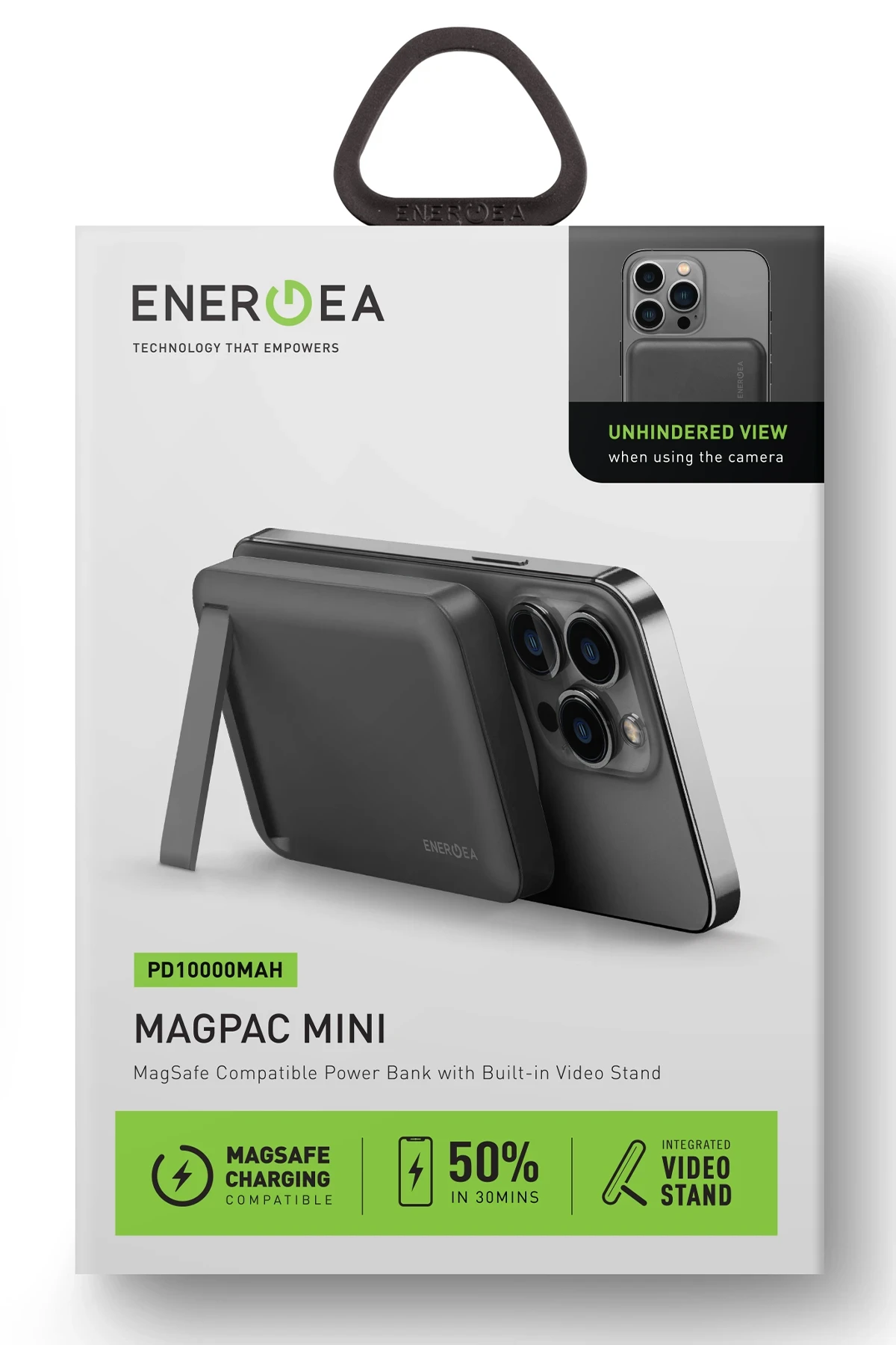 Energea MagPac Mini 10.000 mAh 20W Type-C Çıkışlı 15W Kablosuz Şarj Destekli Stant Özellikli Magsafe Powerbank