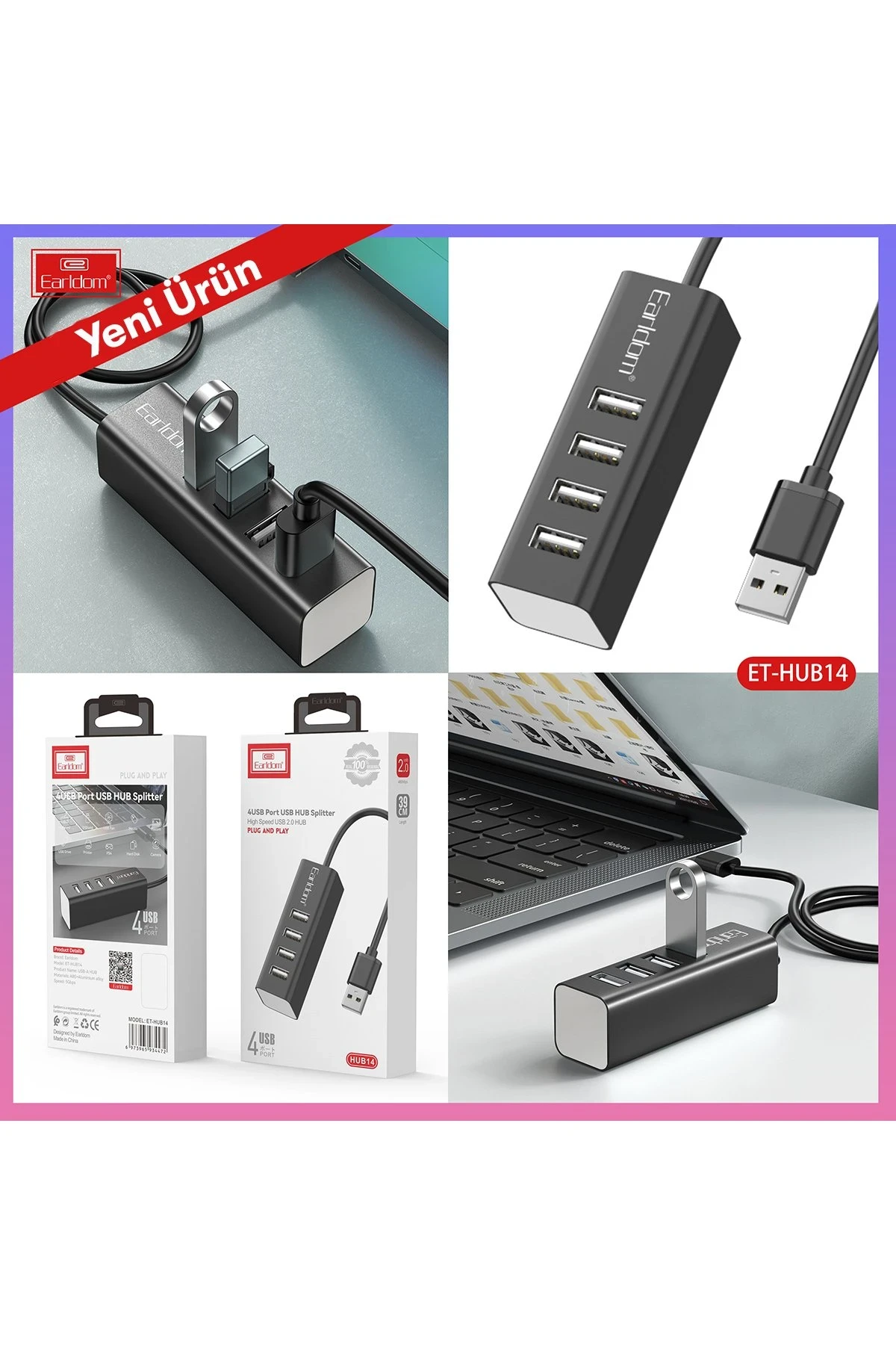 Earldom HUB14 Tak Çalıştır 4lü Usb Çoklayıcı