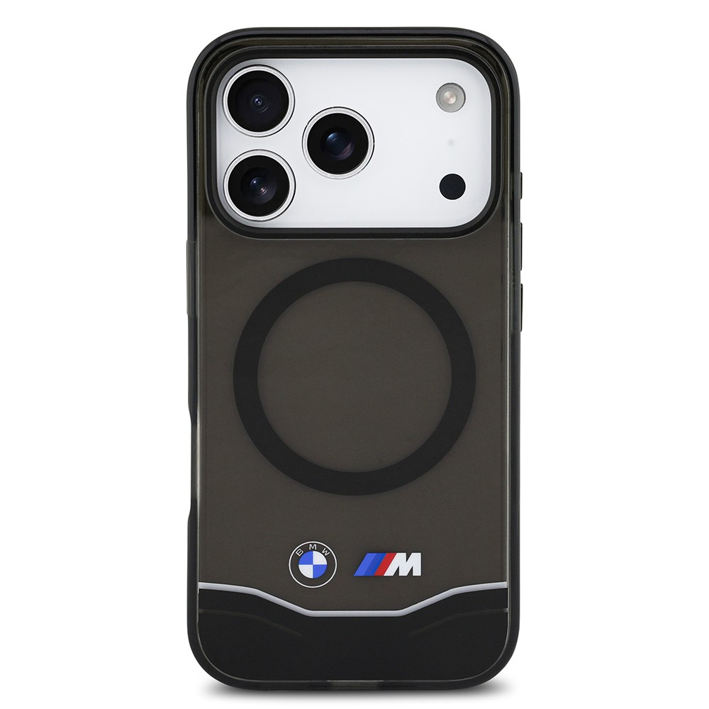 Apple iPhone 17 Pro Kılıf BMW Orjinal Lisanslı M-safe Şarj Özellikli Metal Buton Tasarımlı Tranparan M Dizayn Kapak