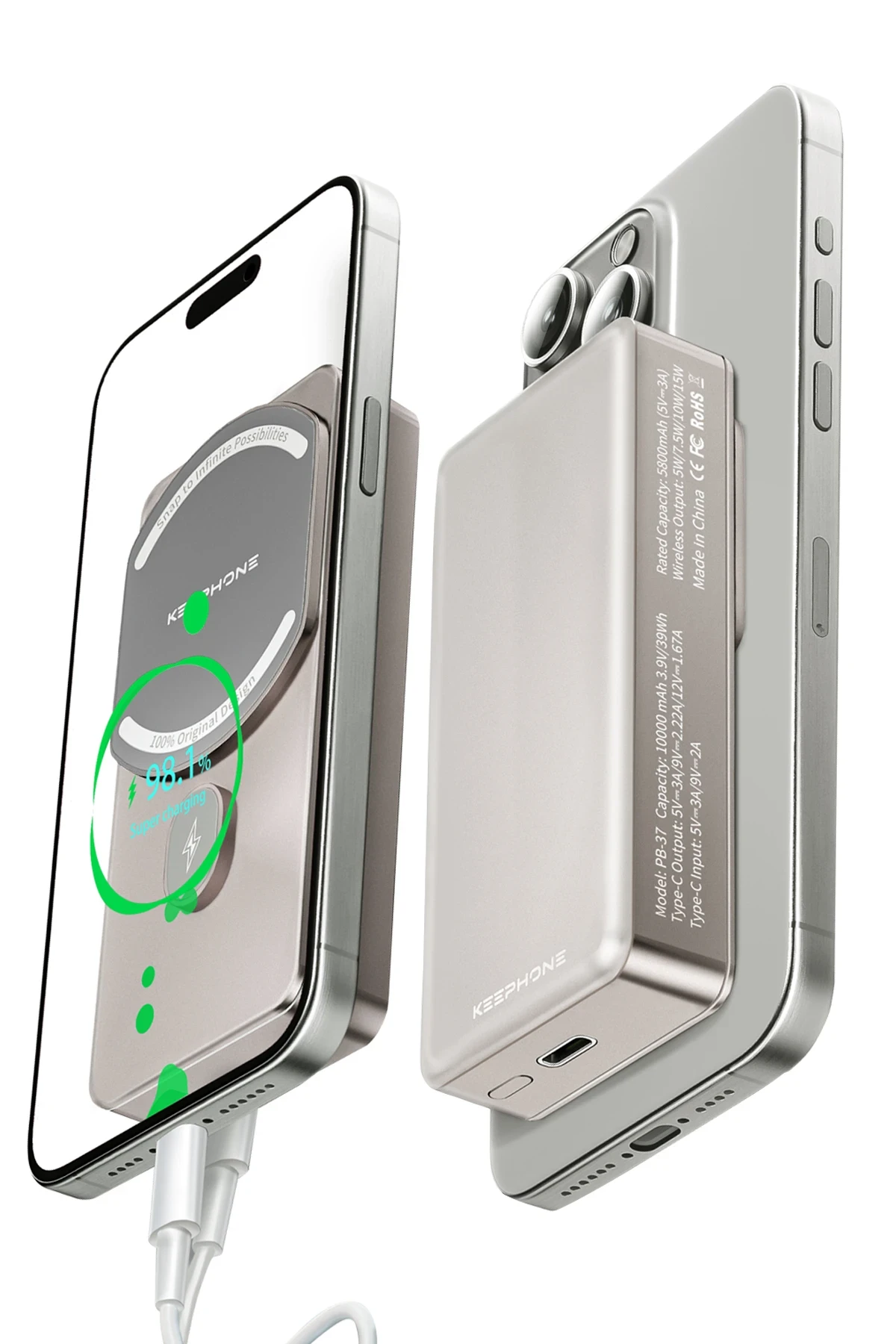 Keephone PB37 MagCube 10.000 mAh Type-C 20W PD Magsafe Destekli Powerbank