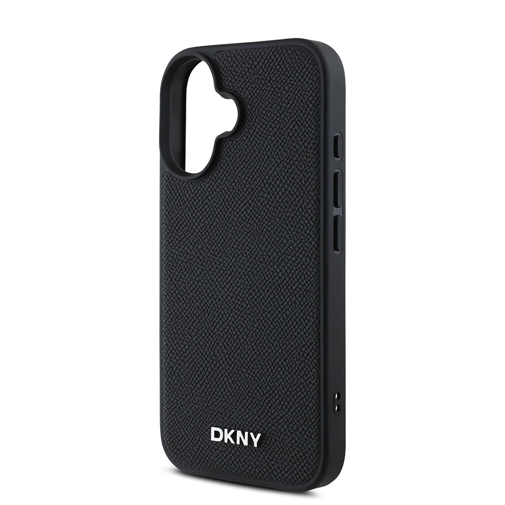 Apple iPhone 16 Kılıf DKNY Orjinal Lisanslı M-safe Şarj Özellikli Metal Logolu PU Deri Grained Kapak
