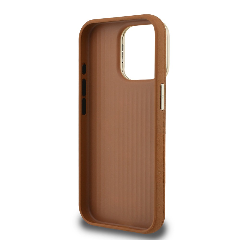 Apple iPhone 15 Pro Kılıf Guess Orjinal Lisanslı Grained Yazı Logolu Kamera Standlı Kapak