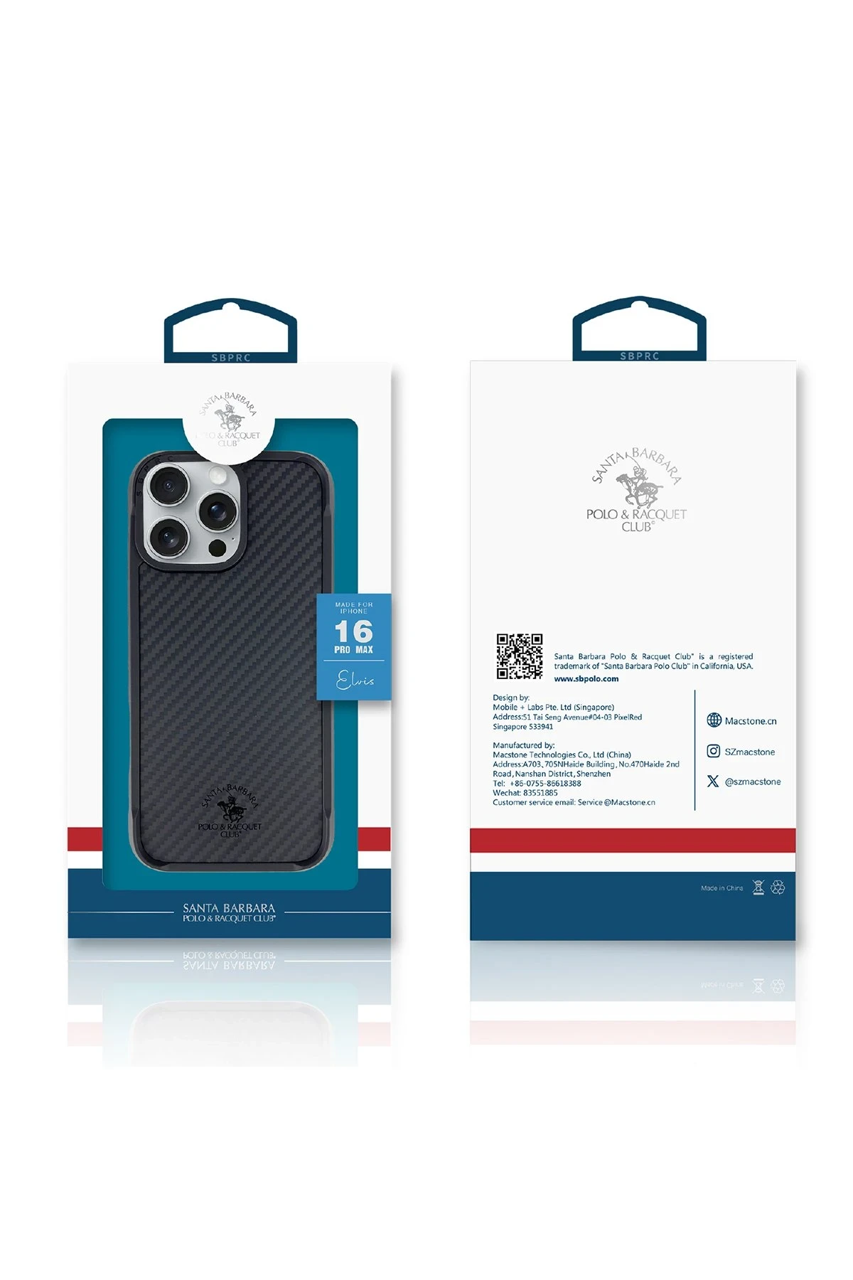 Santa Barbara Polo Racquet Club iPhone 16 Elvis Karbon Magsafe Kapak