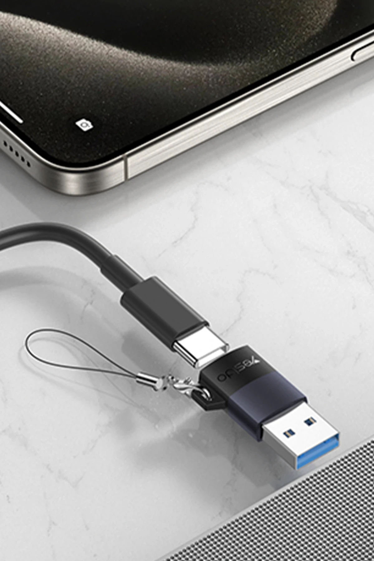 Yesido GS34 USB to Type-C 480 Mbps Data ve 18W Hızlı Şarj Destekli OTG Dönüştürücü