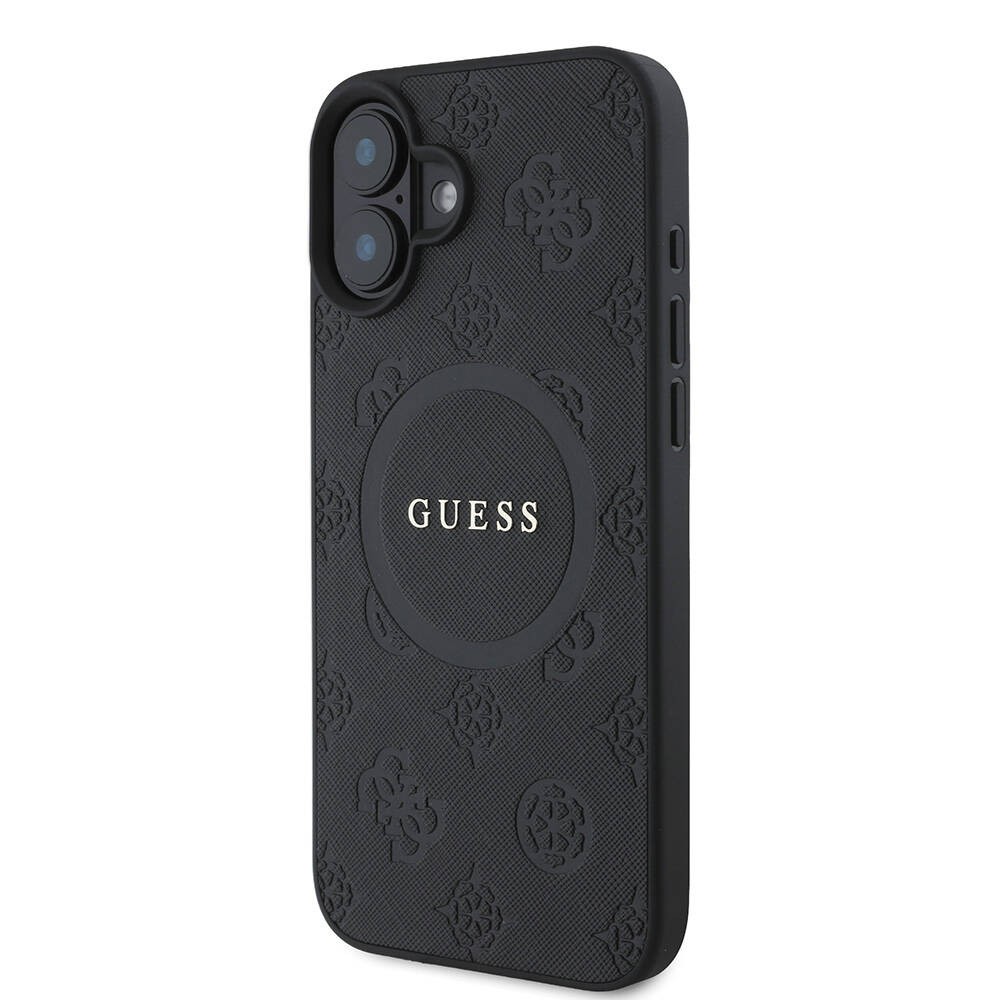 Apple iPhone 16 Plus Kılıf Guess Orjinal Lisanslı M-safe Şarj Özellikli Yazı Logolu Saffiano Peony Kapak