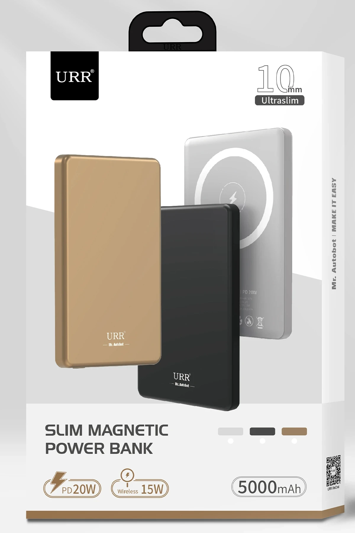 URR CDB005 5.000 mAh 20W Type-C 15W Kablosuz Şarj Magsafe UltraSlim PD Powerbank