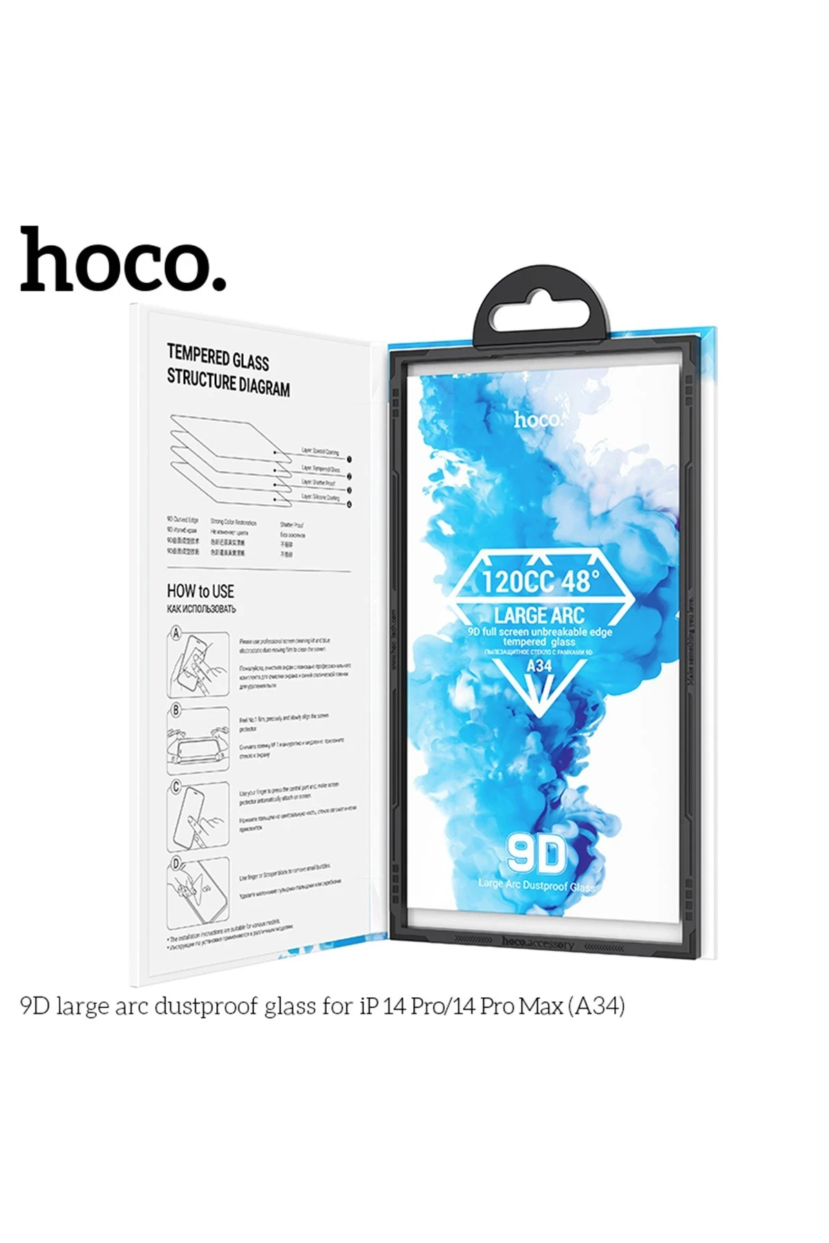 Hoco. iPhone 14 Pro 9D Dustproof Cam Ekran Koruyucu