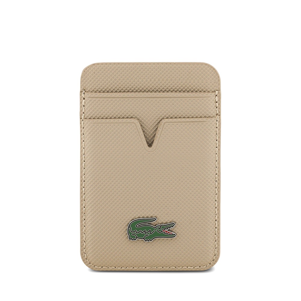 Apple iPhone 17 Pro Max Kılıf Lacoste Orjinal Lisanslı M-safe Şarj Özellikli PU Pike Desenli Metal Logolu Kartlıklı Kapak