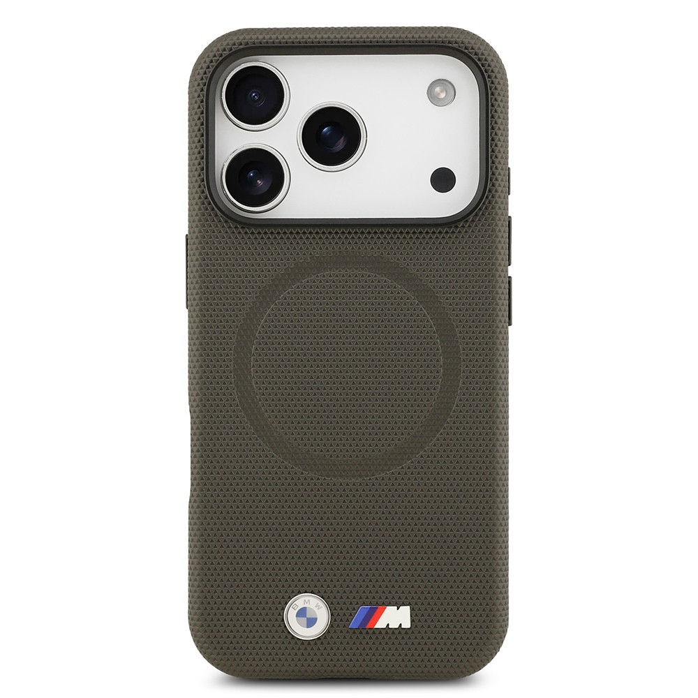 Apple iPhone 17 Pro Kılıf BMW Orjinal Lisanslı M-safe Şarj Özellikli Metal Logolu Delikli M Dizayn Deri Kapak
