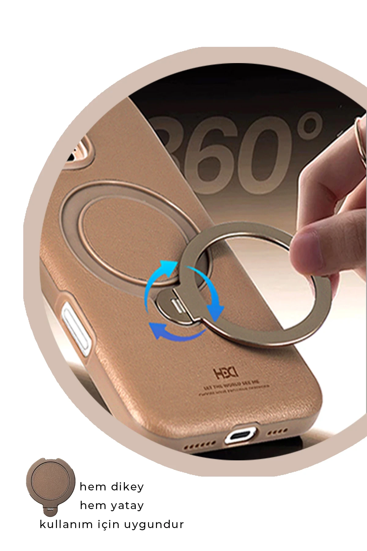 HDD iPhone 15 Pro Max Vapor Deri Magsafe Standlı Kılıf