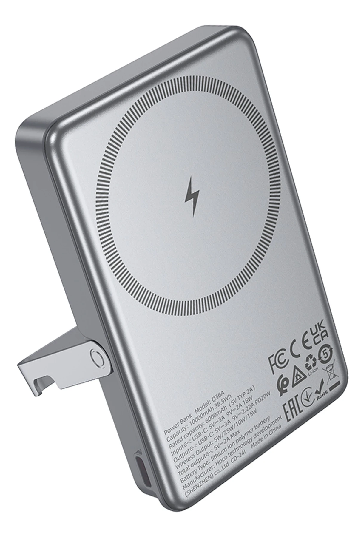 Hoco. Q36A Sunlight 10.000 mAh 20W Type-C ve 10W Kablosuz Şarj PD Magsafe Standlı Powerbank