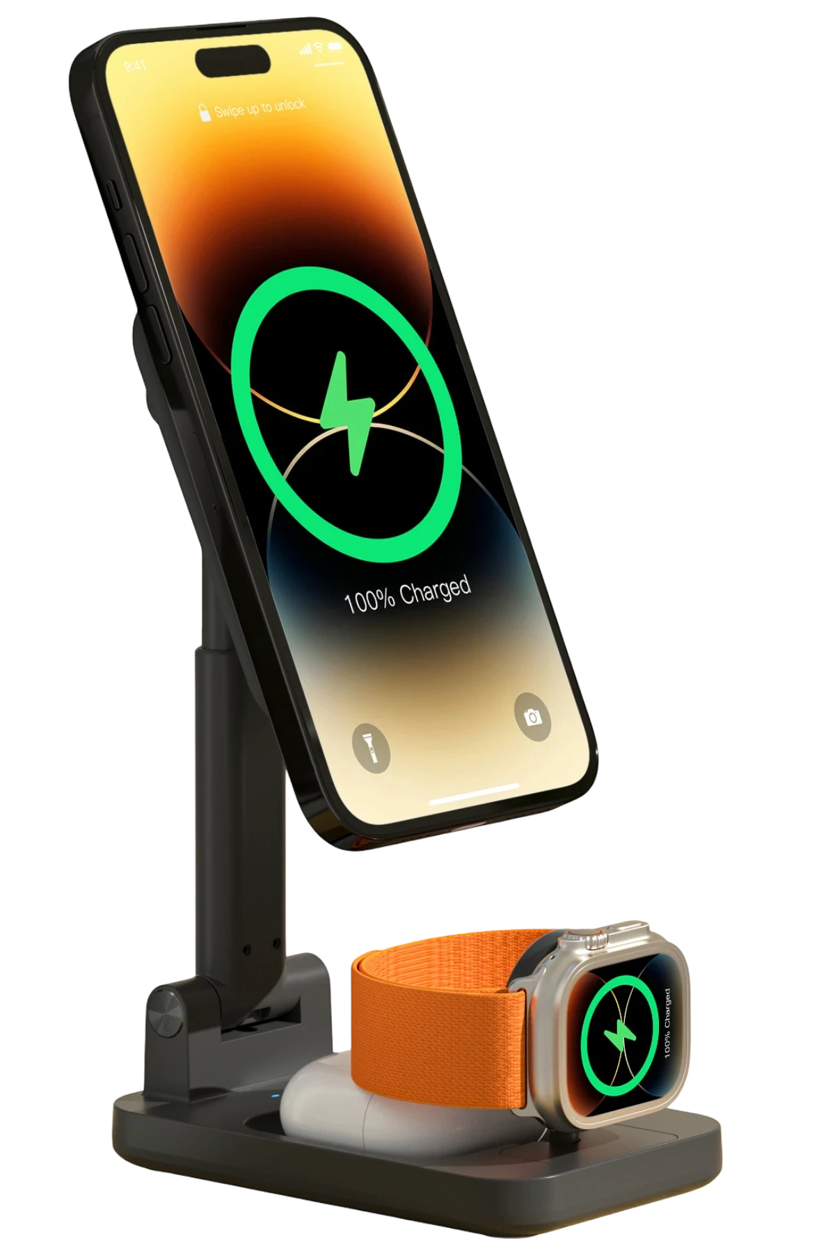 Keephone CR-302 3in1 Masaüstü Kablosuz Şarj Standı