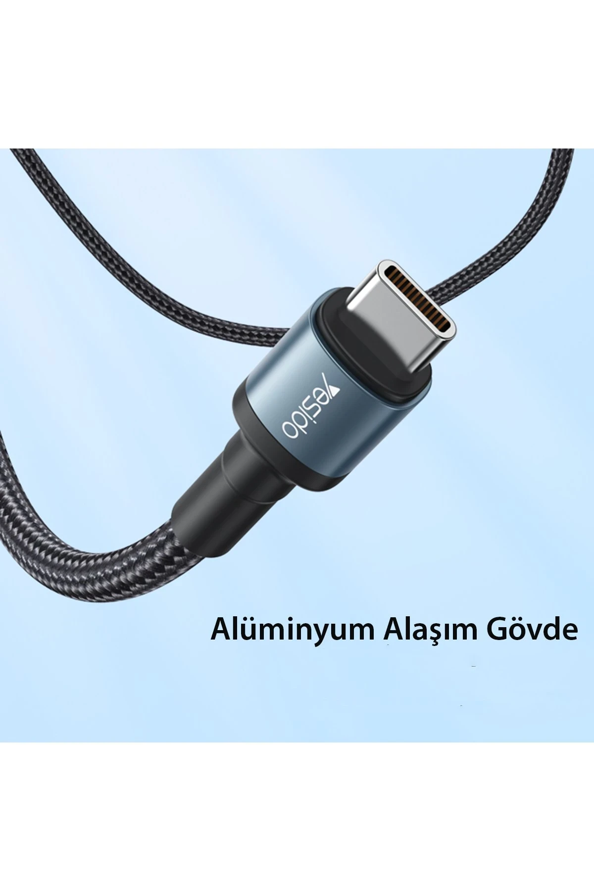 Yesido CA78 1.2M 60W Hasırlı Type-C to Type-C PD Hızlı Şarj Kablosu