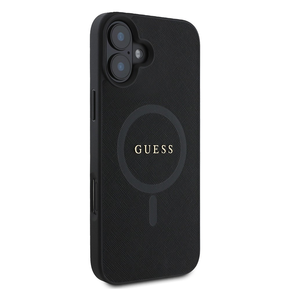 Apple iPhone 16 Kılıf Guess Orjinal Lisanslı M-safe Şarj Özellikli Yazı Logolu Saffiano Classic Kapak
