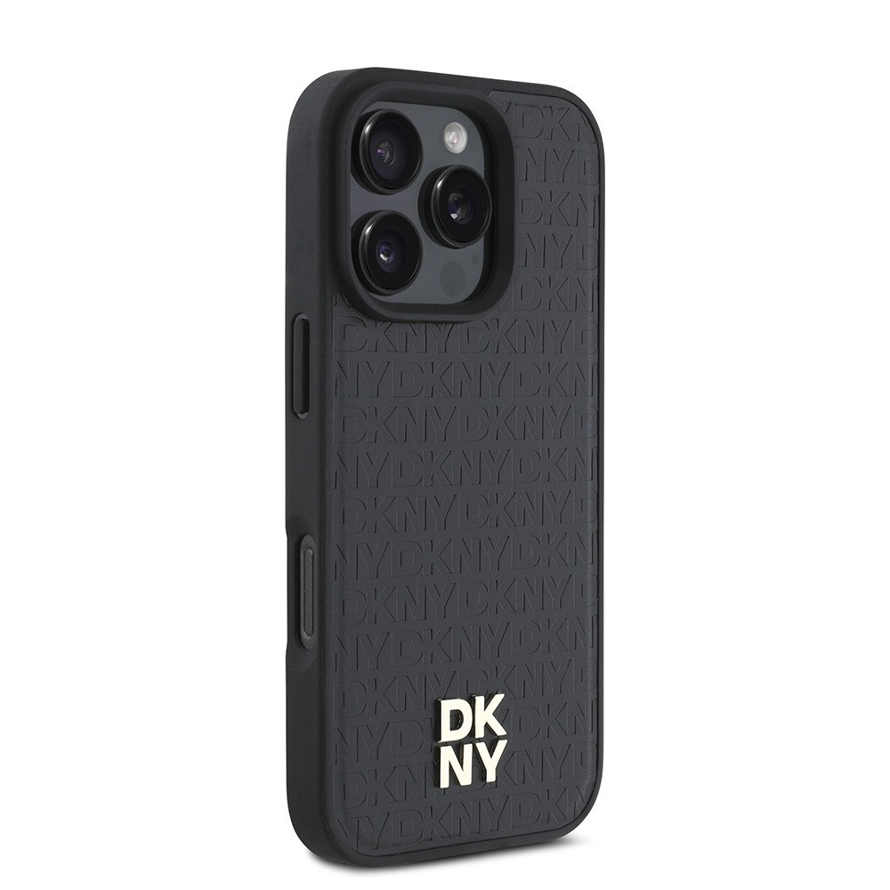 Apple iPhone 16 Pro Kılıf DKNY Orjinal Lisanslı M-safe Şarj Özellikli 3D Yazılı Repeat Pattern Kapak