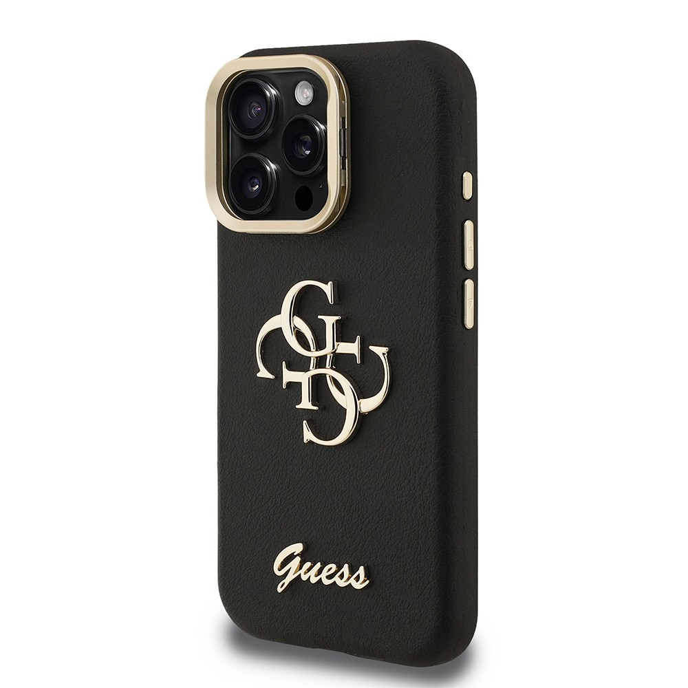 Apple iPhone 16 Pro Max Kılıf Guess Orjinal Lisanslı Grained Yazı Logolu Kamera Standlı Kapak