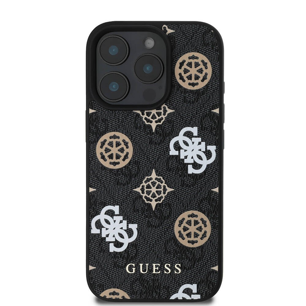 Apple iPhone 16 Pro Kılıf Guess Orjinal Lisanslı M-safe Şarj Özellikli 4G Desenli Yazı Logolu Peony Kapak