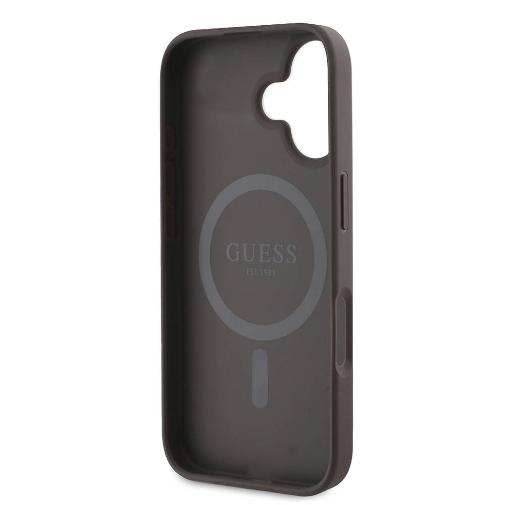 Apple iPhone 16 Kılıf Guess Orjinal Lisanslı M-safe Şarj Özellikli 4G Şerit Tasarımlı Printed Kapak