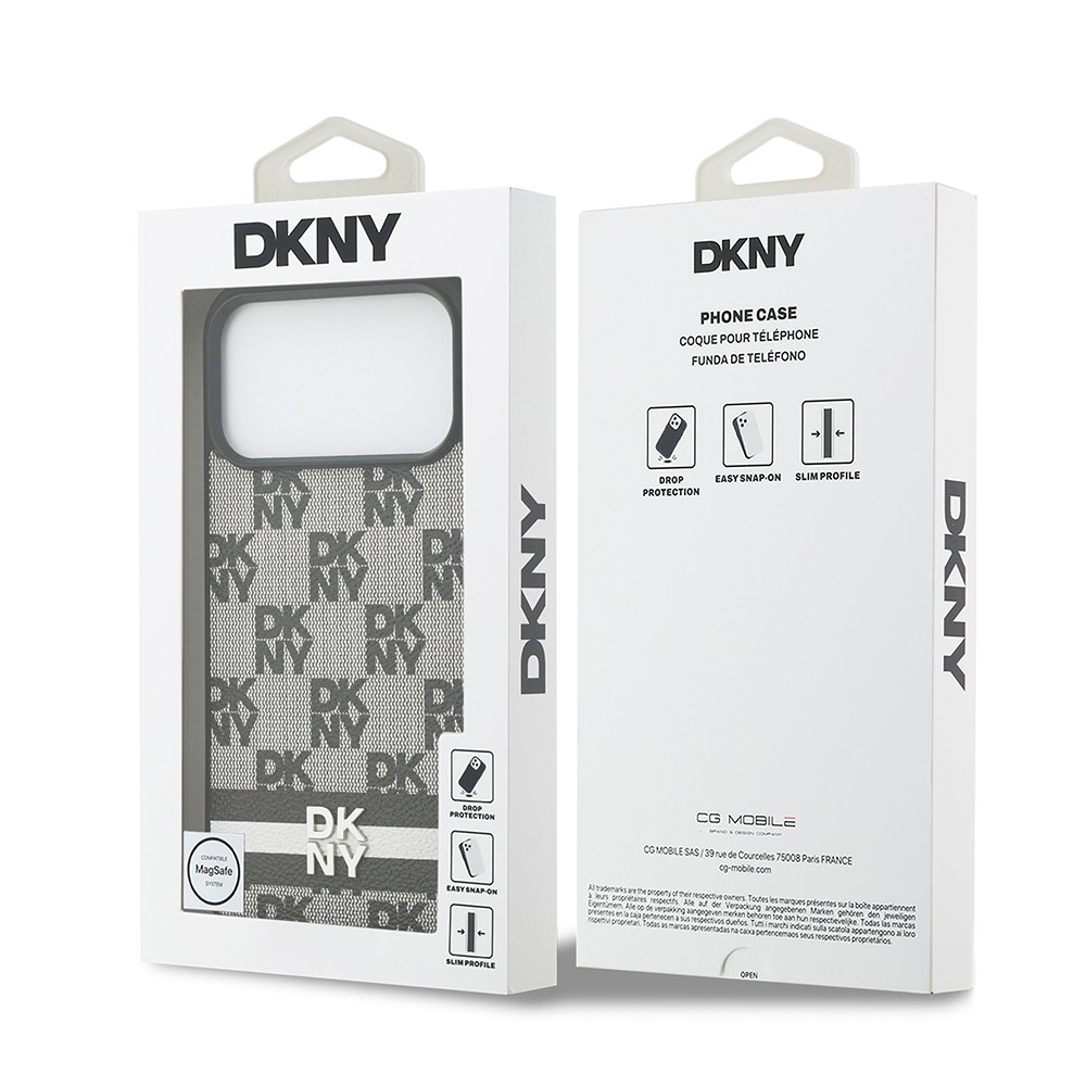 Apple iPhone 17 Pro Max Kılıf DKNY Orjinal Lisanslı M-safe Şarj Özellikli 3D Yazılı Metal Logolu Kapak