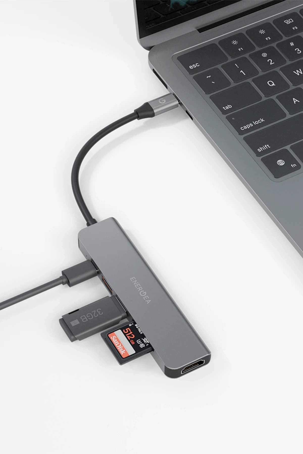 Energea AluHub HD3 60W Type-C PD Şarj Destekli 6in1 4K Hub Dönüştürücü