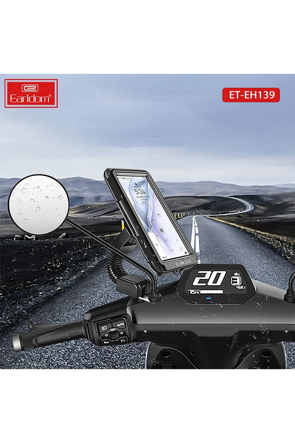 Earldom EH139 Motosiklet İçin Su Geçirmez Ayarlanabilir Telefon Tutucu