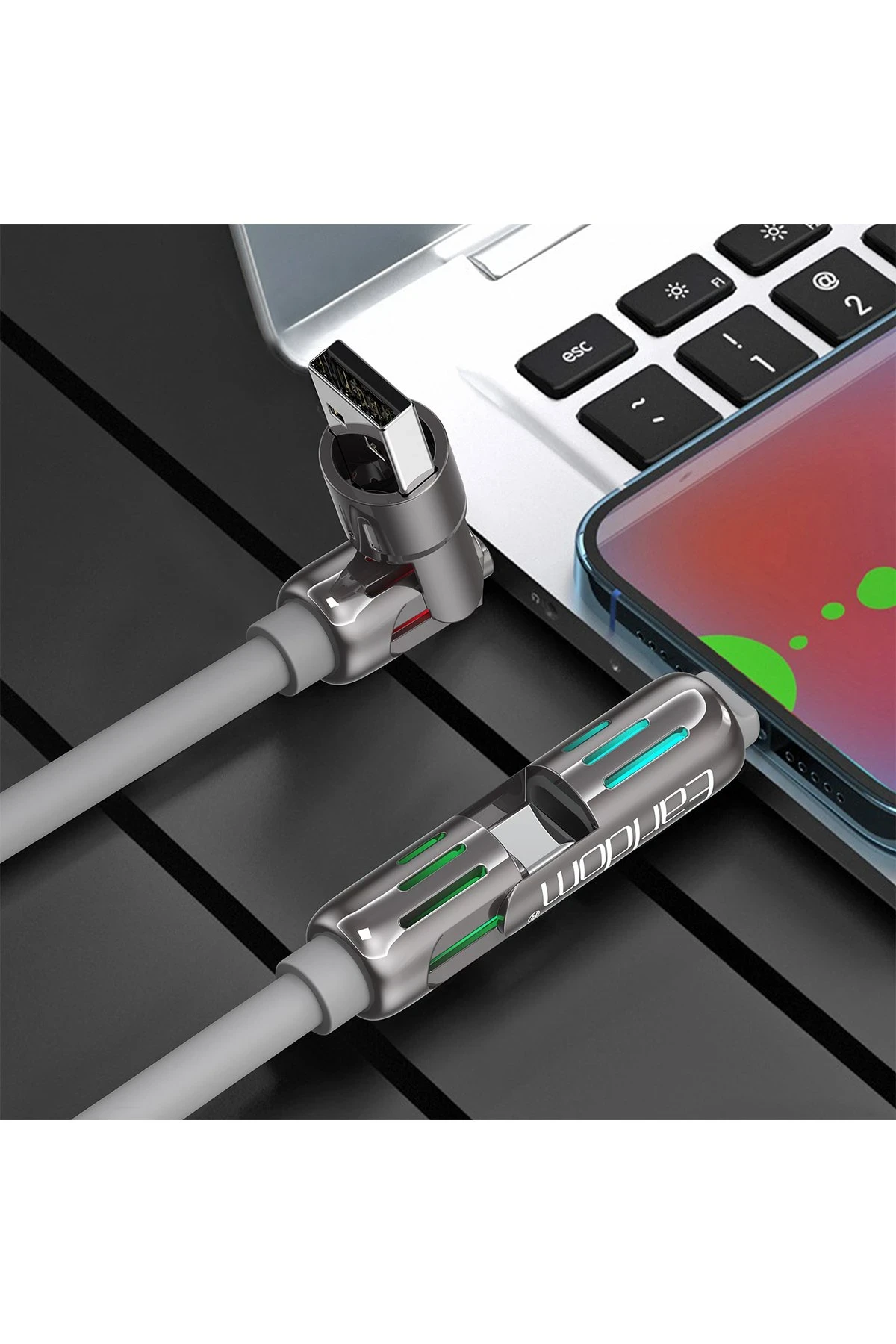 Earldom IC02 4in1 240W Type-C to Type-C Ekstra 2.4A USB to Lightning ve 30W Type-C to Lightninge Dönüşme Özellikli PD Hızlı Şarj Kablosu