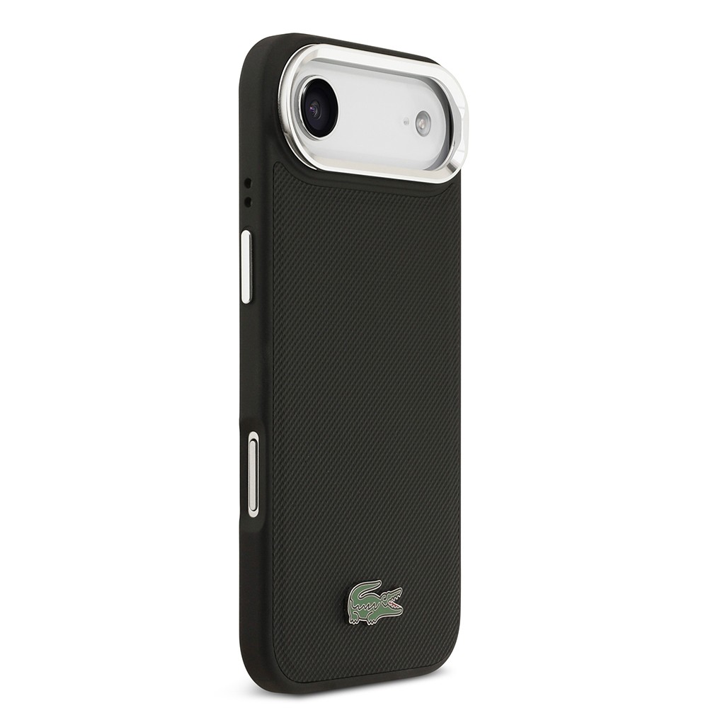 Apple iPhone 17 Air Kılıf Lacoste Orjinal Lisanslı M-safe Şarj Özellikli PU Pike Desenli Standlı Metal Logolu Kapak