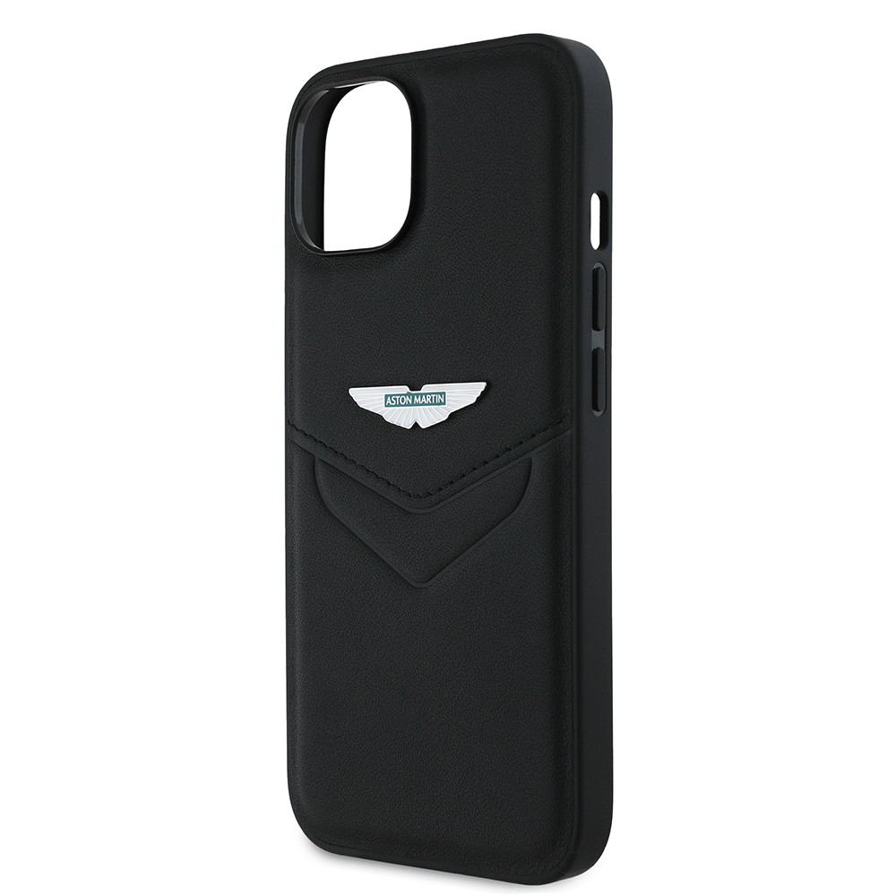 Apple iPhone 15 Kılıf Aston Martin Orjinal Lisanslı Victory Dizayn PU Deri Metal Logolu Kapak