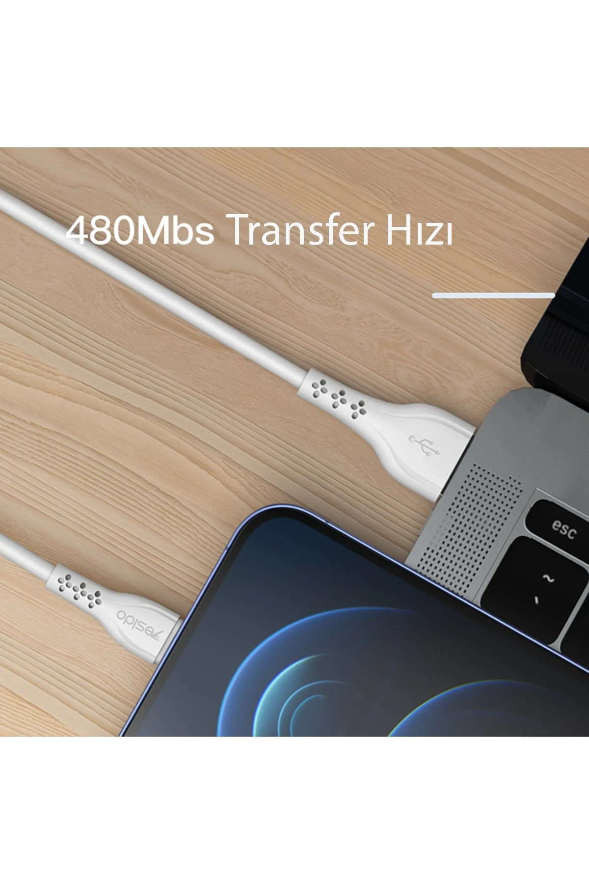 Yesido CA71 1M 2A Usb to Lightning Hızlı Şarj Kablosu