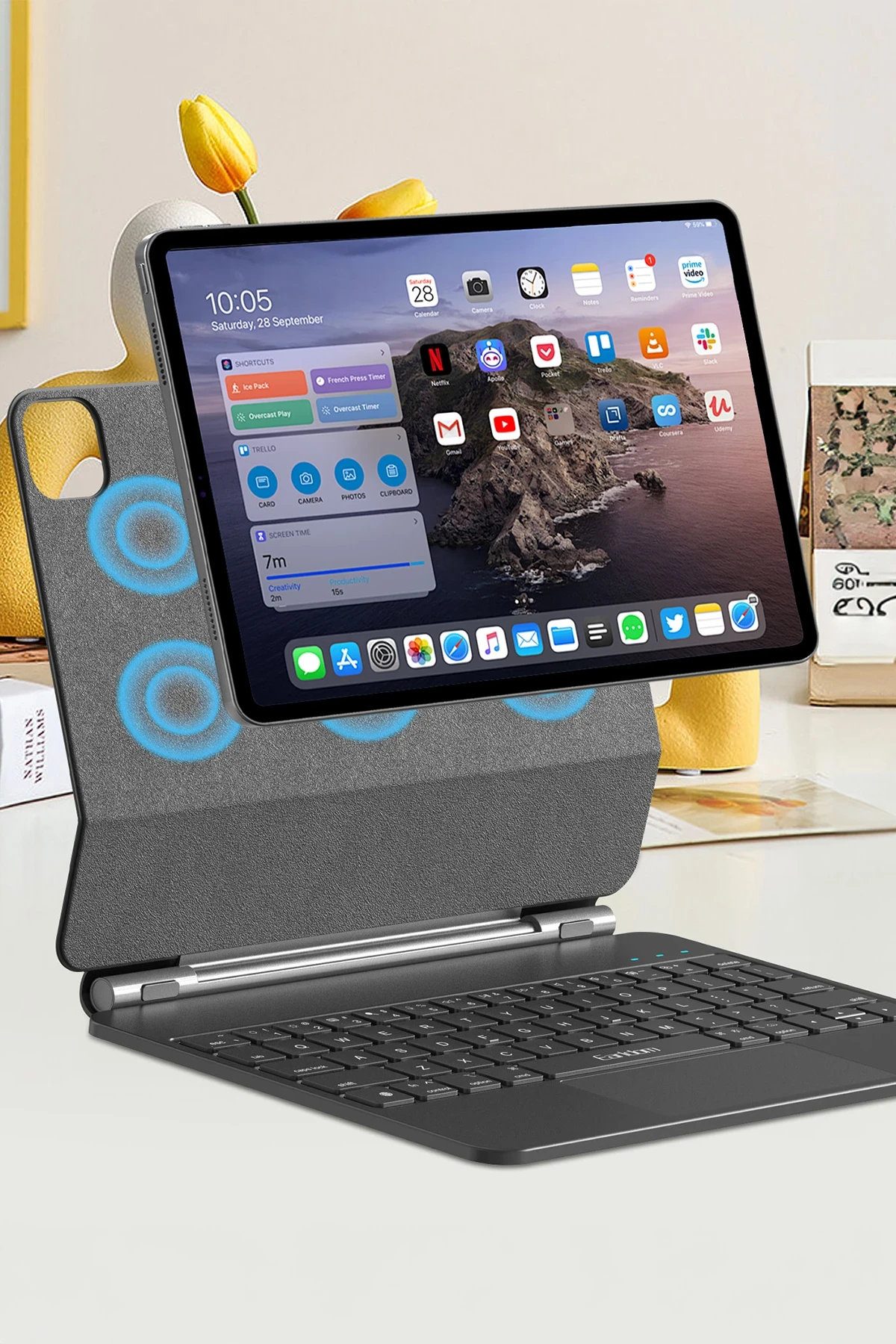 Earldom KB10P iPad Pro 13 (2024) Kablosuz Klavyeli Tablet Kılıfı